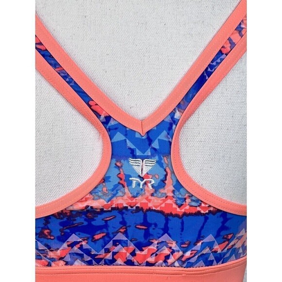 NWT TYR Coral Blue Active Wear Razor Back Workout Bra Swim Top Size L 10/12 - Picture 6 of 11